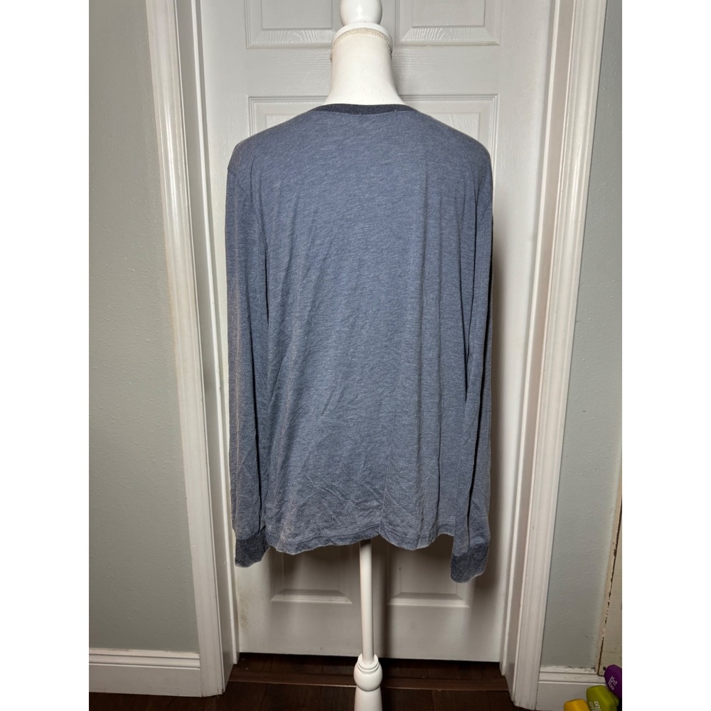 Treasure & Bond Scoop Neck Long Sleeve Top Large Blue Good Heathered Relaxed - Picture 5 of 6